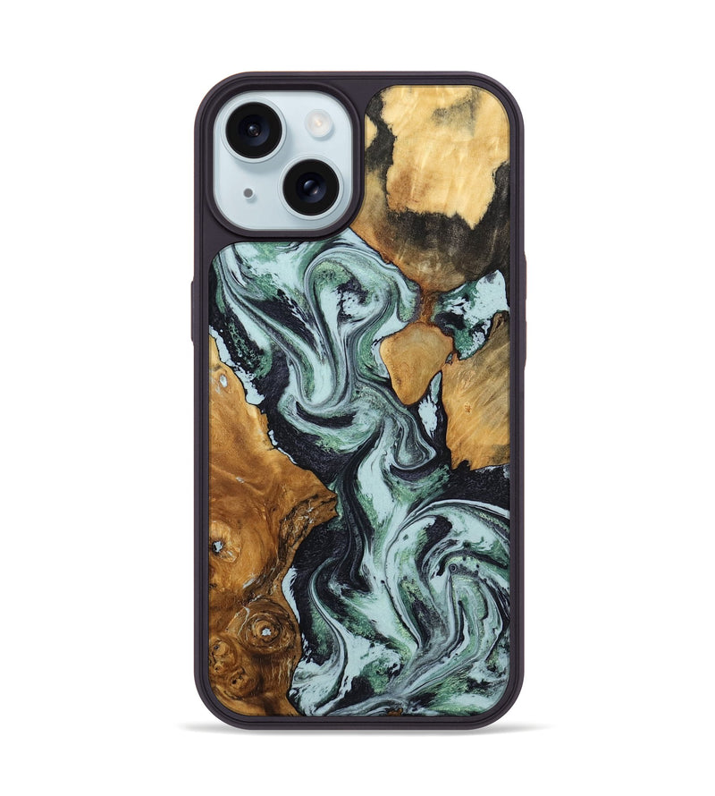 iPhone 15 Wood Phone Case - Bria (Green, 801068)