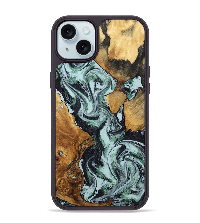 iPhone 15 Plus Wood Phone Case - Bria (Green, 801068)