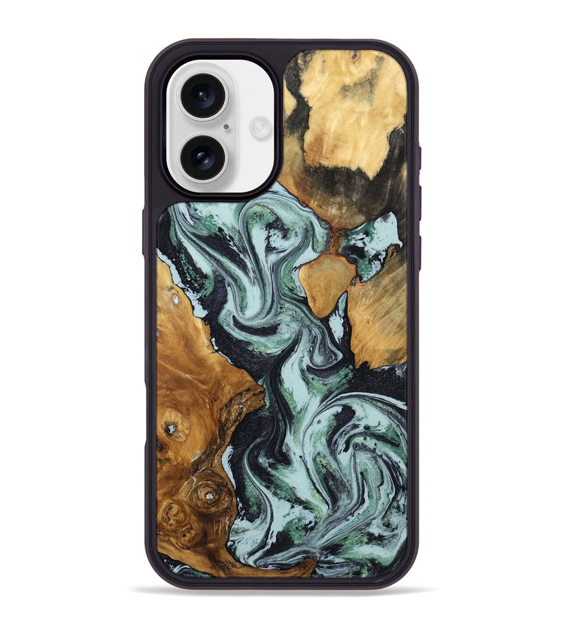 iPhone 16 Plus Wood Phone Case - Bria (Green, 801068)