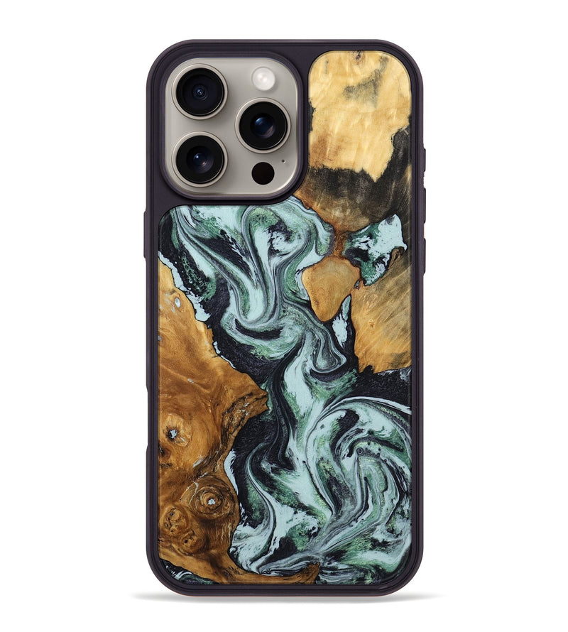 iPhone 16 Pro Max Wood Phone Case - Bria (Green, 801068)