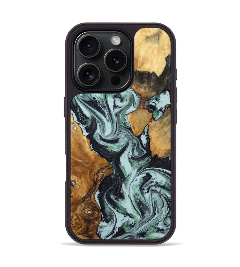 iPhone 16 Pro Wood Phone Case - Bria (Green, 801068)