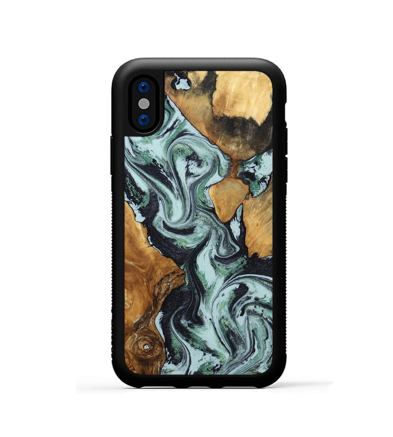 iPhone Xs Wood Phone Case - Bria (Green, 801068)