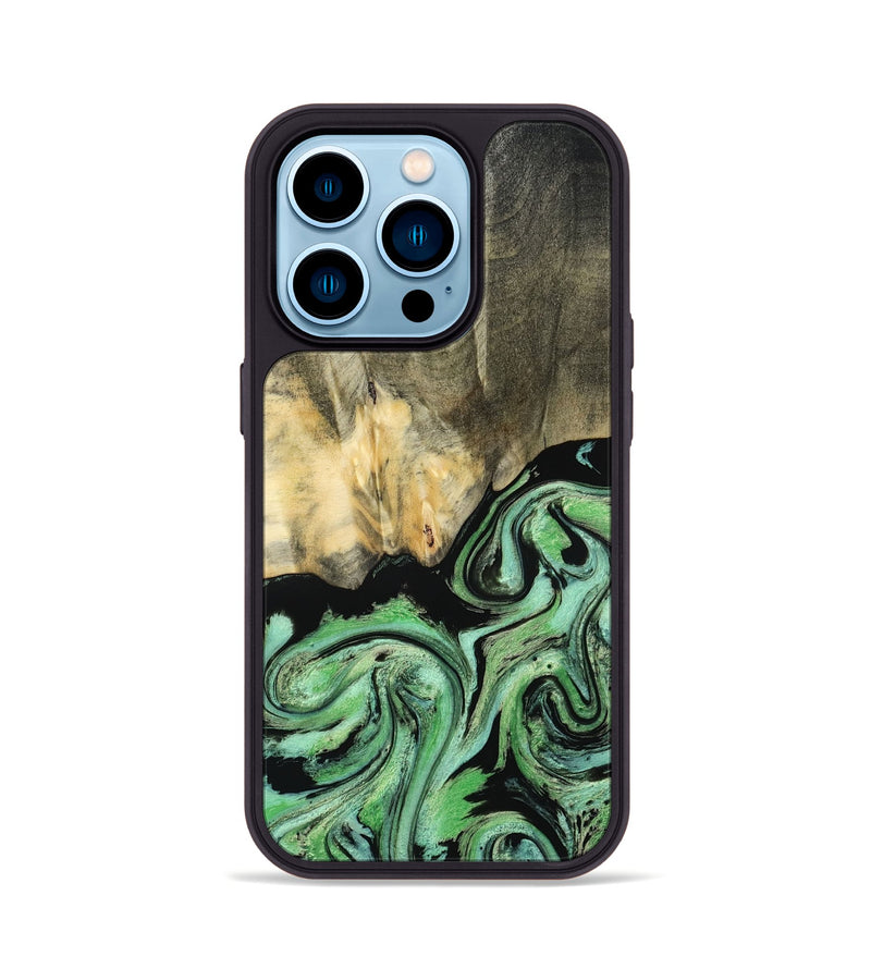iPhone 14 Pro Wood Phone Case - Tamie (Green, 801069)
