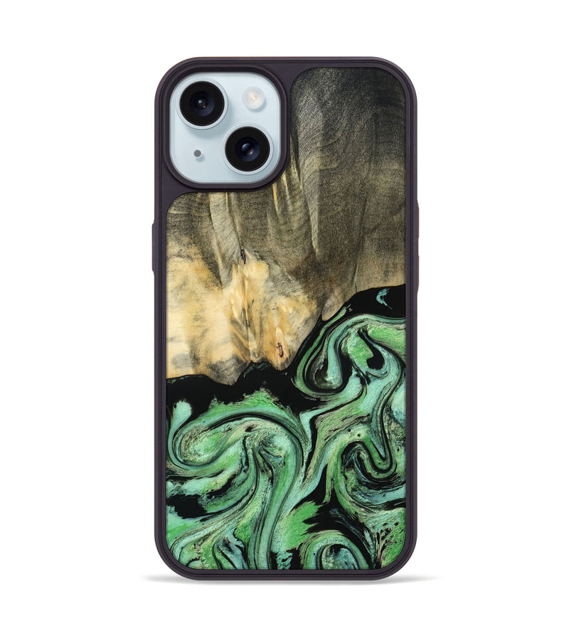 iPhone 15 Wood Phone Case - Tamie (Green, 801069)