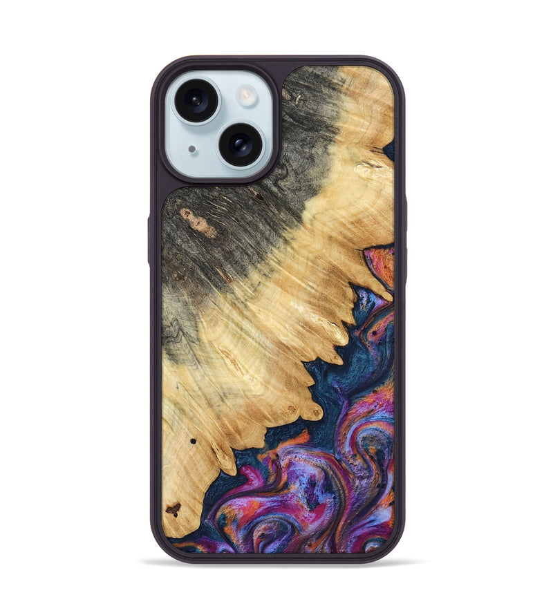 iPhone 15 Wood Phone Case - Ally (Blue, 801072)