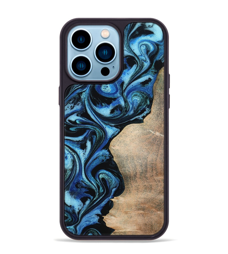 iPhone 14 Pro Max Wood Phone Case - Kaitlyn (Blue, 801073)
