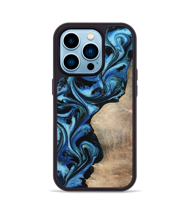 iPhone 14 Pro Wood Phone Case - Kaitlyn (Blue, 801073)