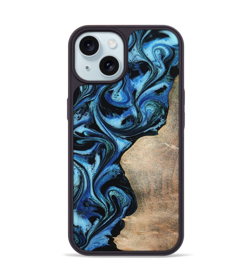 iPhone 15 Wood Phone Case - Kaitlyn (Blue, 801073)