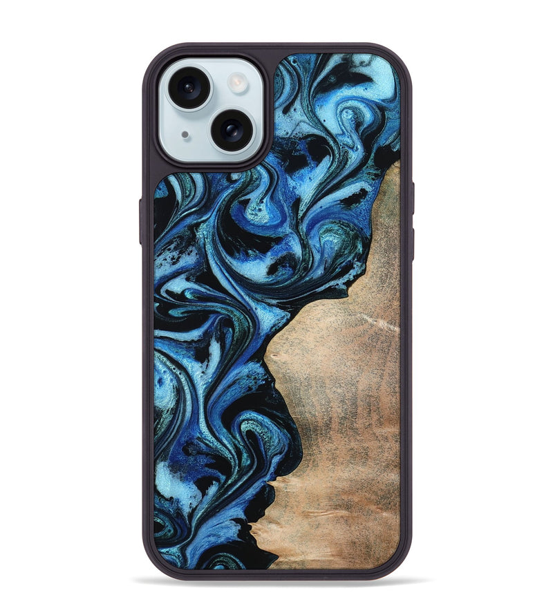 iPhone 15 Plus Wood Phone Case - Kaitlyn (Blue, 801073)