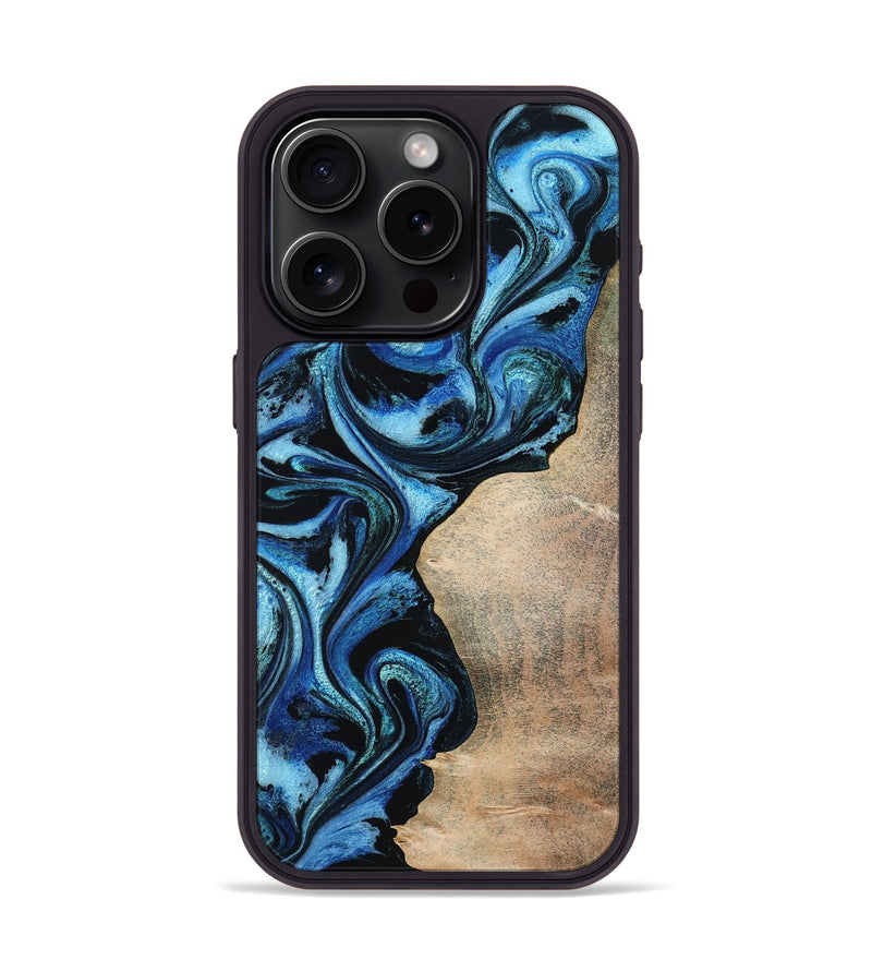 iPhone 15 Pro Wood Phone Case - Kaitlyn (Blue, 801073)