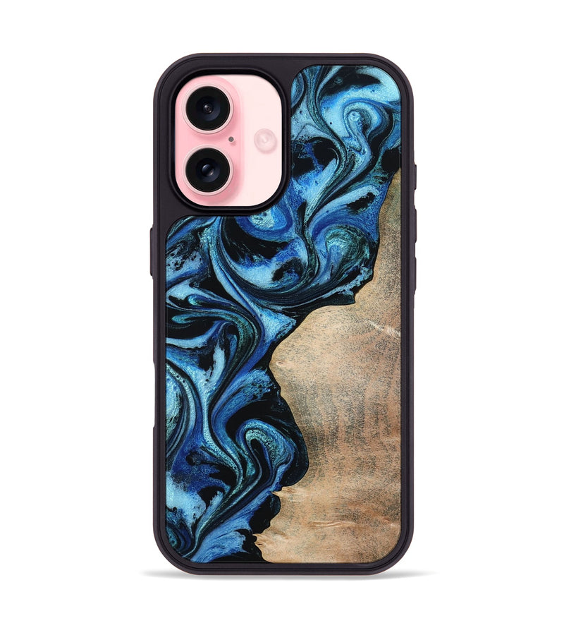 iPhone 16 Wood Phone Case - Kaitlyn (Blue, 801073)