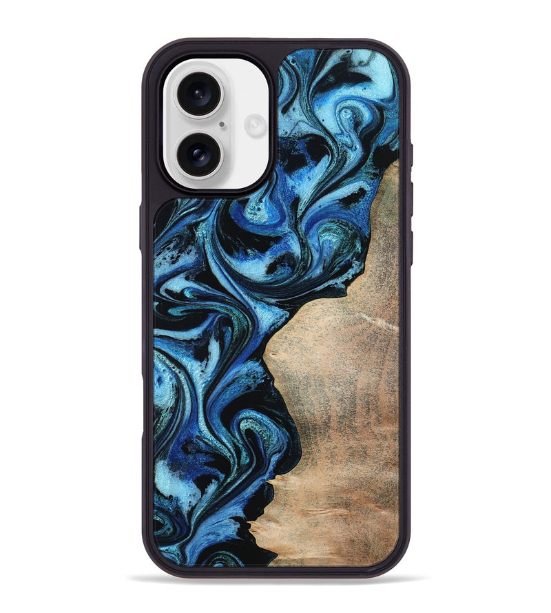 iPhone 16 Plus Wood Phone Case - Kaitlyn (Blue, 801073)