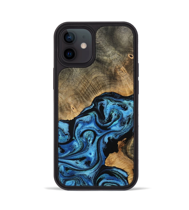 iPhone 12 Wood Phone Case - Aurora (Blue, 801074)