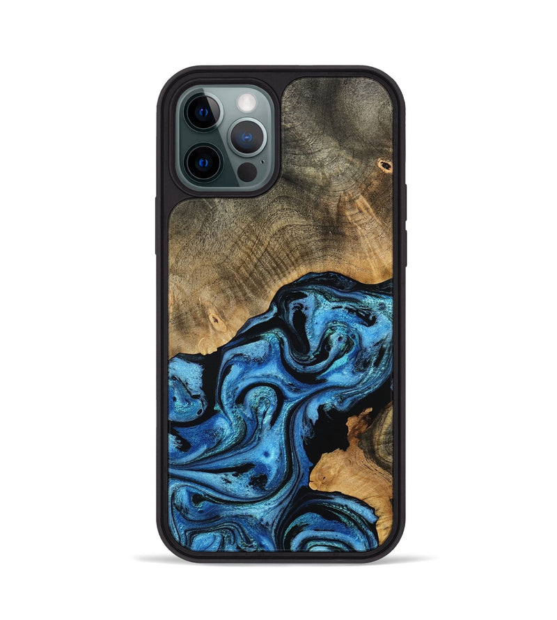 iPhone 12 Pro Wood Phone Case - Aurora (Blue, 801074)