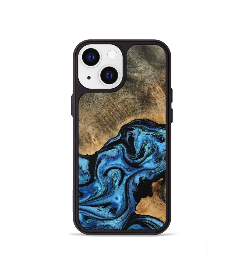 iPhone 13 mini Wood Phone Case - Aurora (Blue, 801074)