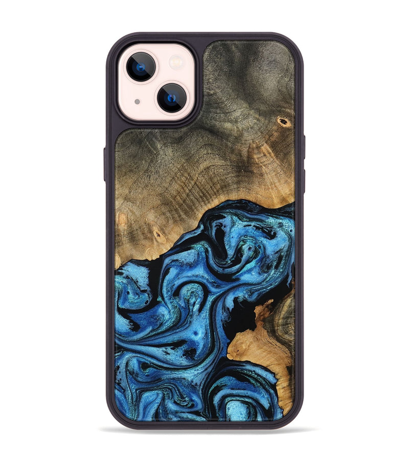 iPhone 14 Plus Wood Phone Case - Aurora (Blue, 801074)