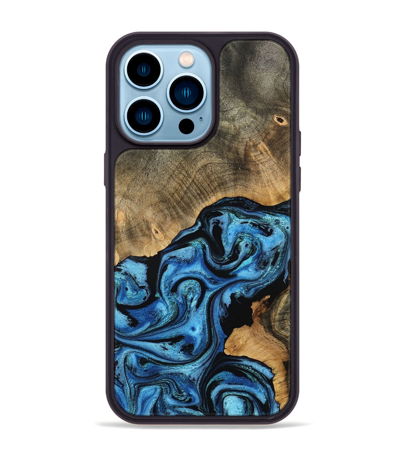 iPhone 14 Pro Max Wood Phone Case - Aurora (Blue, 801074)