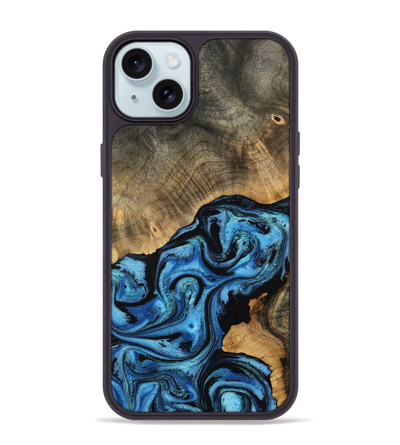 iPhone 15 Plus Wood Phone Case - Aurora (Blue, 801074)