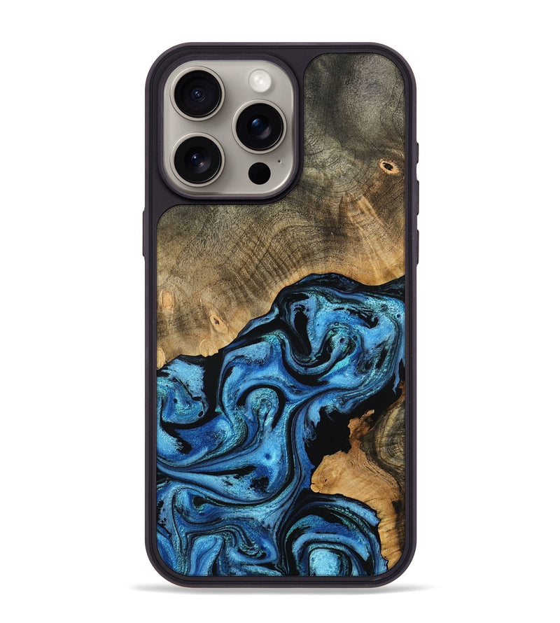 iPhone 15 Pro Max Wood Phone Case - Aurora (Blue, 801074)