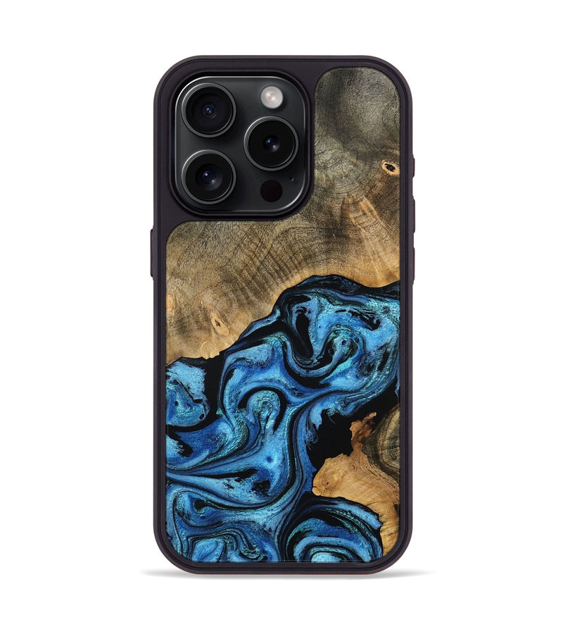 iPhone 15 Pro Wood Phone Case - Aurora (Blue, 801074)