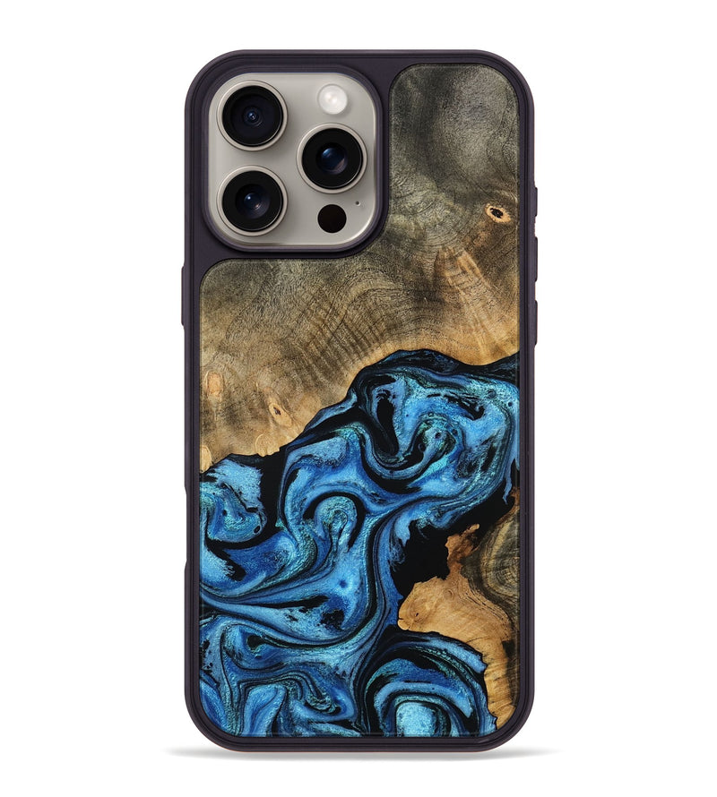 iPhone 16 Pro Max Wood Phone Case - Aurora (Blue, 801074)