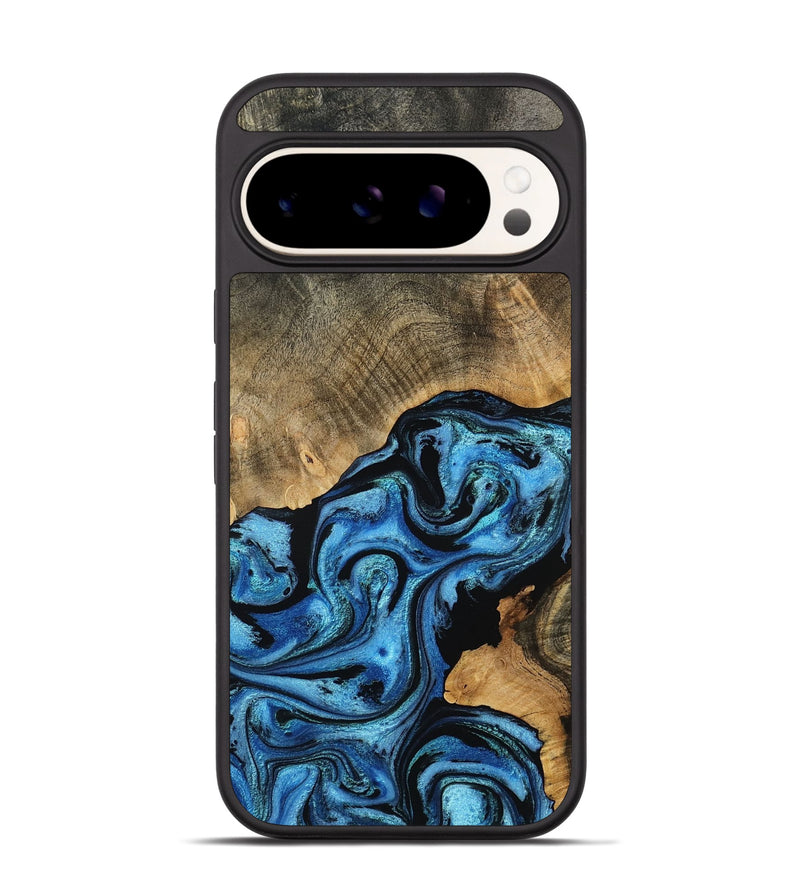 Pixel 9 Wood Phone Case - Aurora (Blue, 801074)