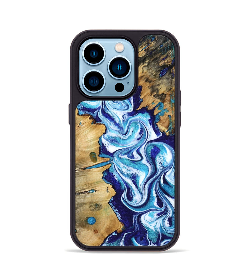 iPhone 14 Pro Wood Phone Case - Gemma (Blue, 801075)