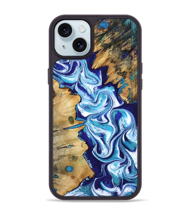 iPhone 15 Plus Wood Phone Case - Gemma (Blue, 801075)