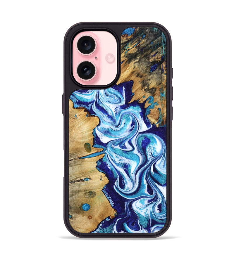 iPhone 16 Wood Phone Case - Gemma (Blue, 801075)