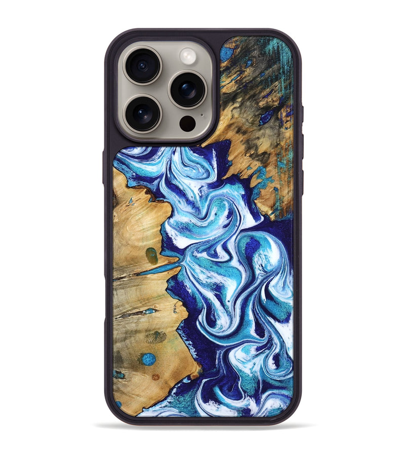 iPhone 16 Pro Max Wood Phone Case - Gemma (Blue, 801075)