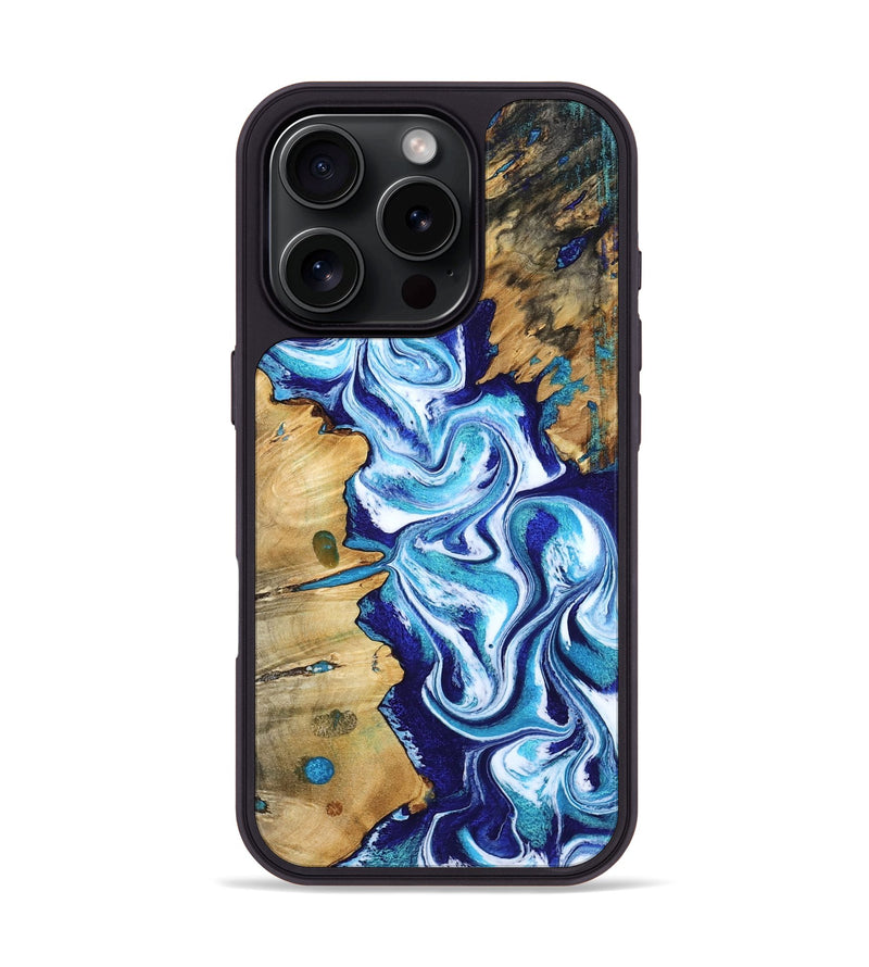 iPhone 16 Pro Wood Phone Case - Gemma (Blue, 801075)
