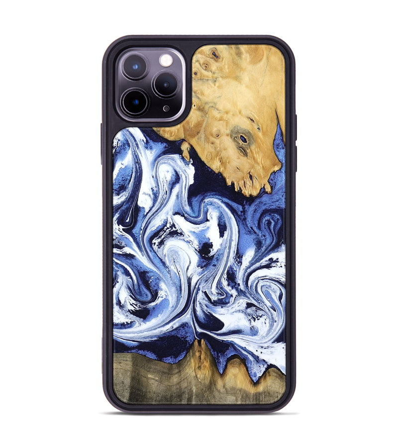 iPhone 11 Pro Max Wood Phone Case - Elwin (Blue, 801077)