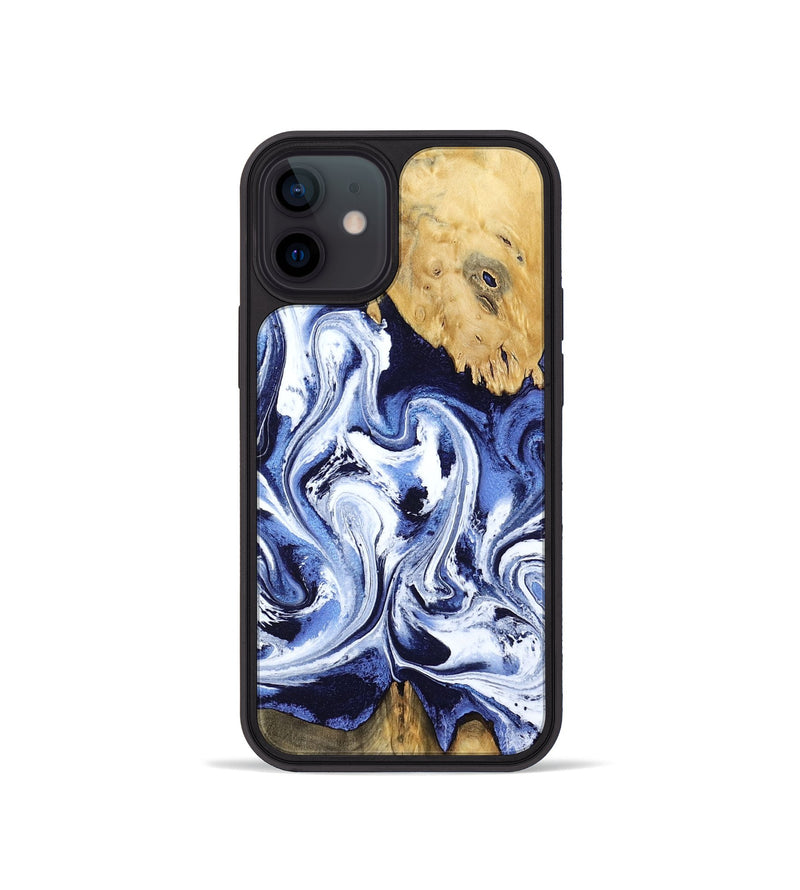 iPhone 12 mini Wood Phone Case - Elwin (Blue, 801077)