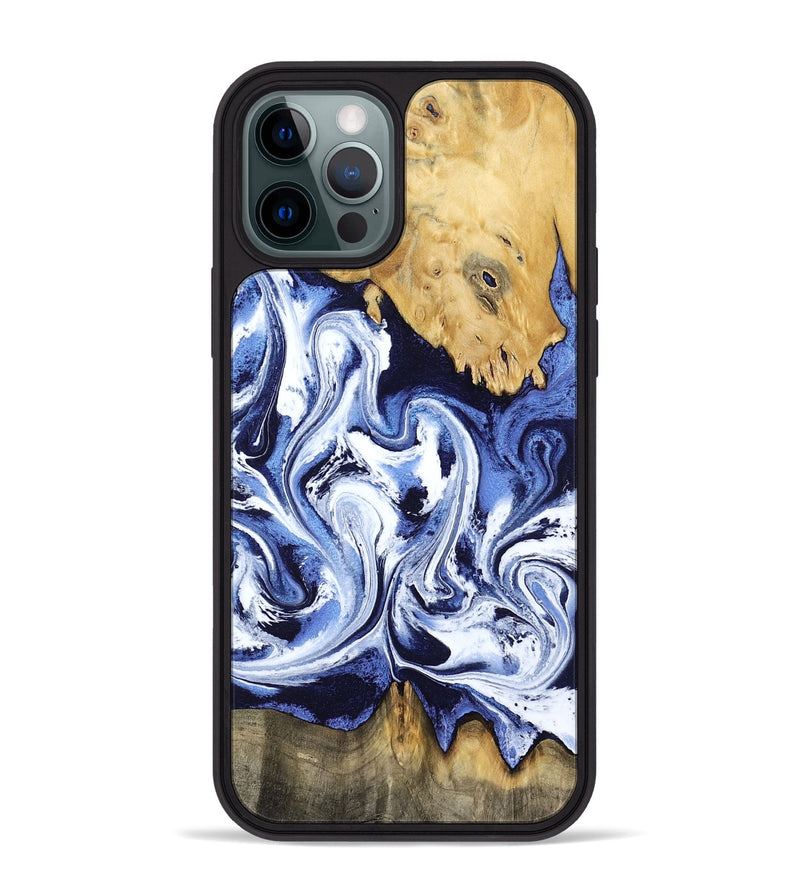 iPhone 12 Pro Max Wood Phone Case - Elwin (Blue, 801077)