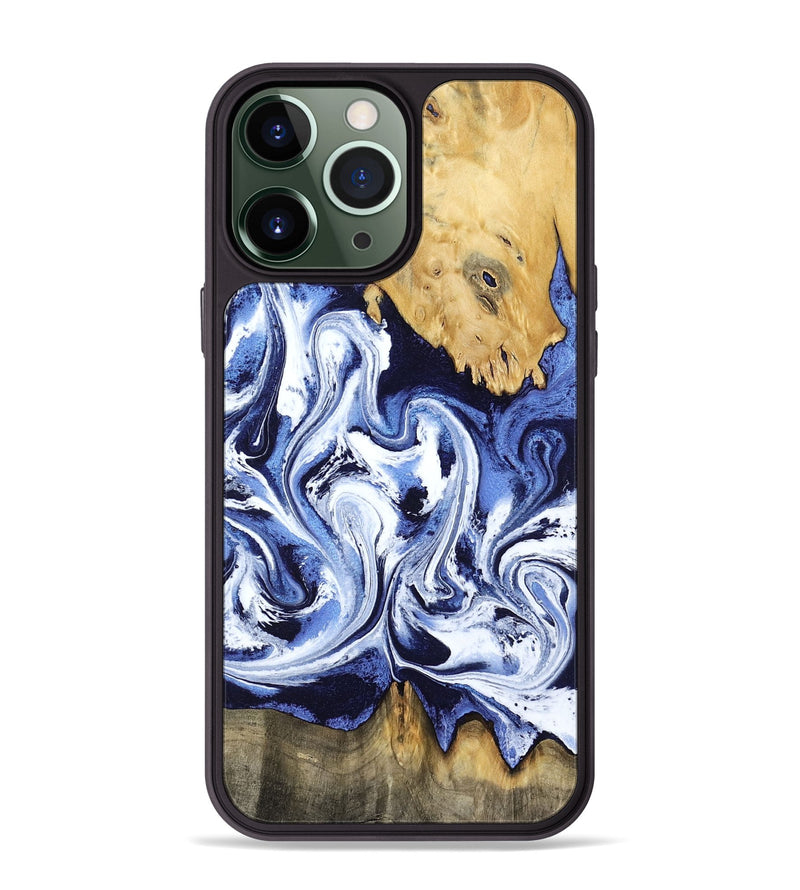iPhone 13 Pro Max Wood Phone Case - Elwin (Blue, 801077)