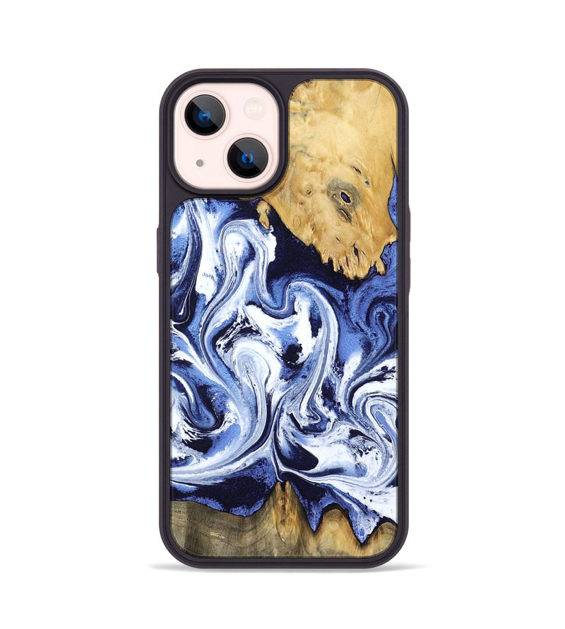 iPhone 14 Wood Phone Case - Elwin (Blue, 801077)