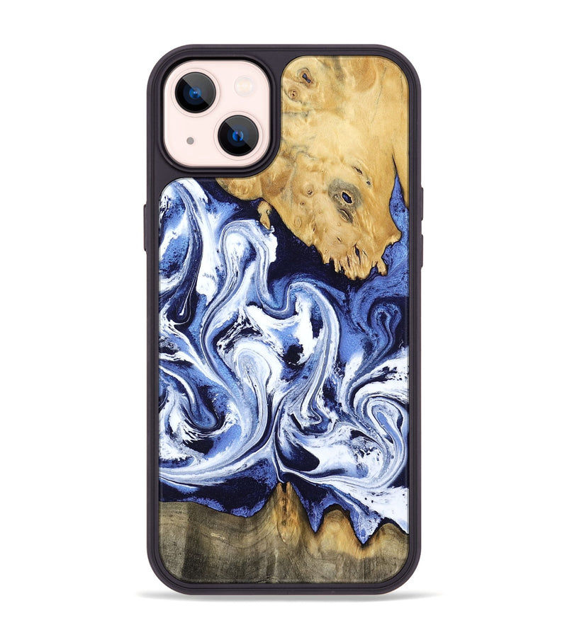 iPhone 14 Plus Wood Phone Case - Elwin (Blue, 801077)