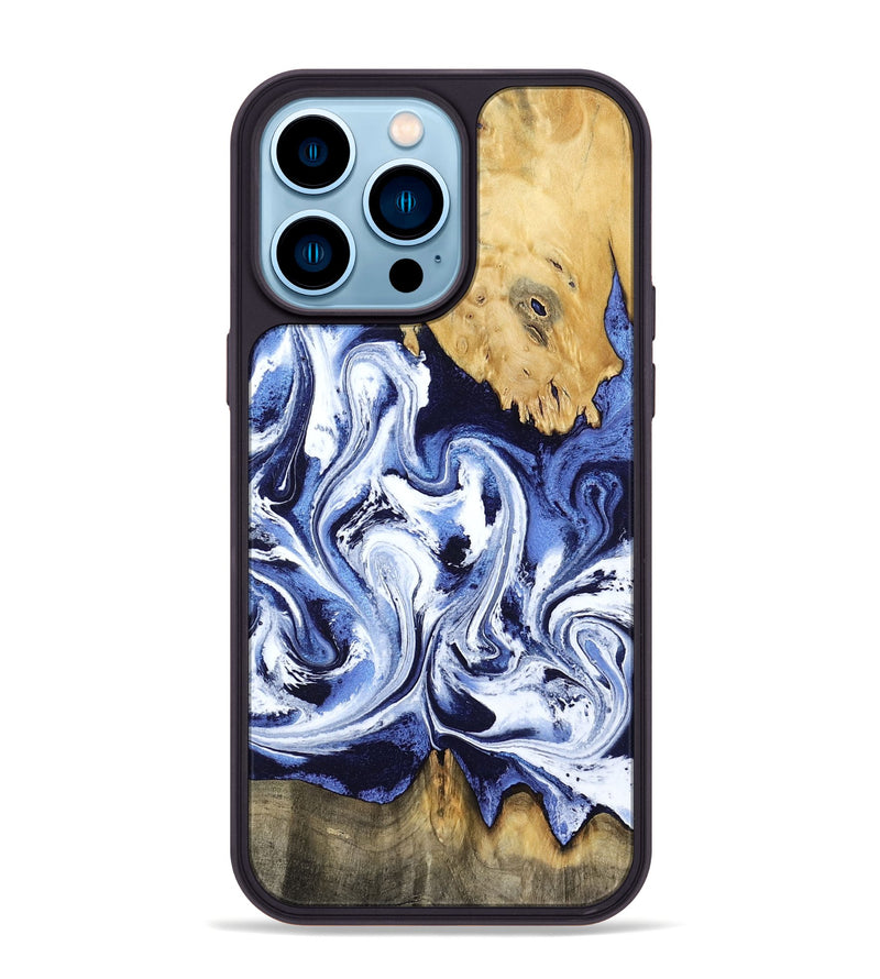 iPhone 14 Pro Max Wood Phone Case - Elwin (Blue, 801077)