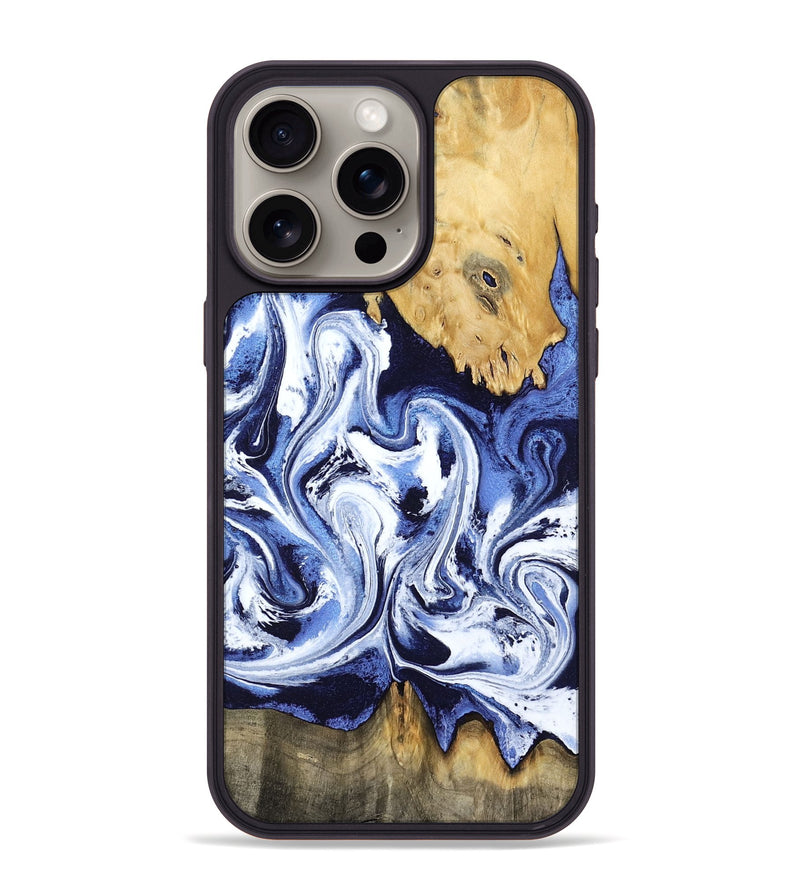 iPhone 15 Pro Max Wood Phone Case - Elwin (Blue, 801077)