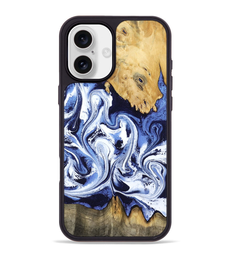 iPhone 16 Plus Wood Phone Case - Elwin (Blue, 801077)