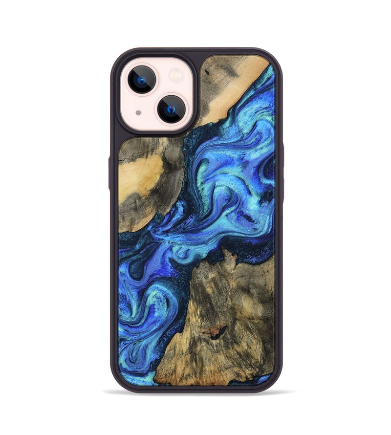 iPhone 14 Wood Phone Case - Dax (Blue, 801078)