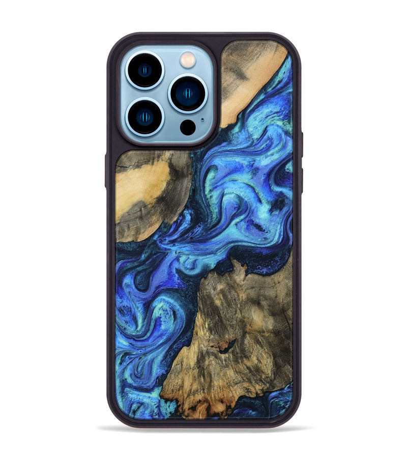 iPhone 14 Pro Max Wood Phone Case - Dax (Blue, 801078)