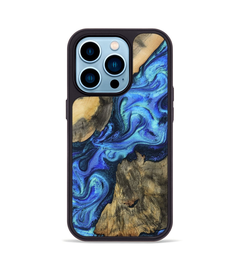 iPhone 14 Pro Wood Phone Case - Dax (Blue, 801078)