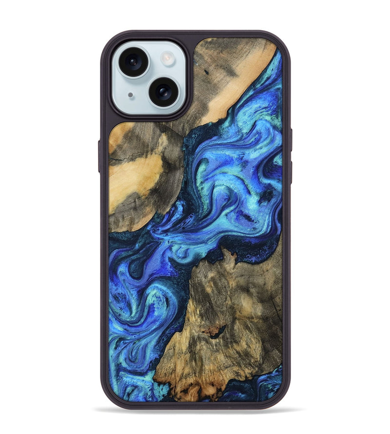 iPhone 15 Plus Wood Phone Case - Dax (Blue, 801078)