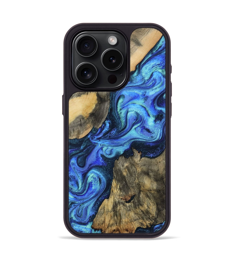 iPhone 15 Pro Wood Phone Case - Dax (Blue, 801078)