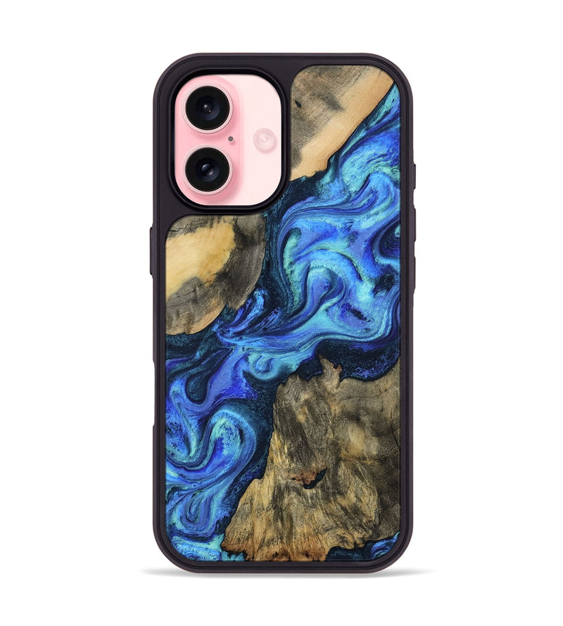 iPhone 16 Wood Phone Case - Dax (Blue, 801078)