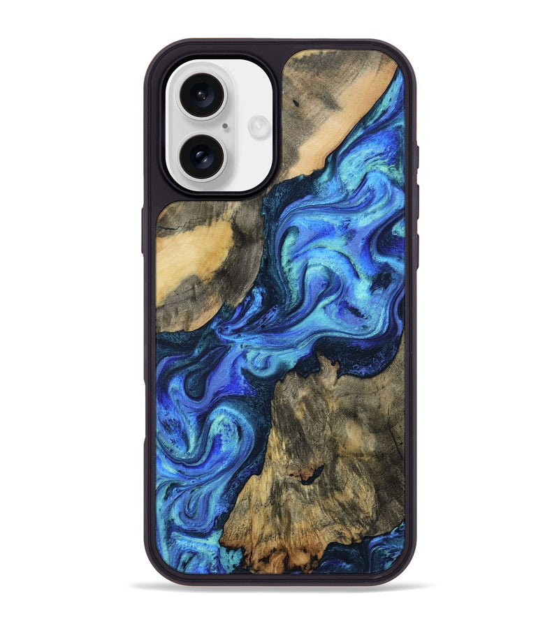 iPhone 16 Plus Wood Phone Case - Dax (Blue, 801078)