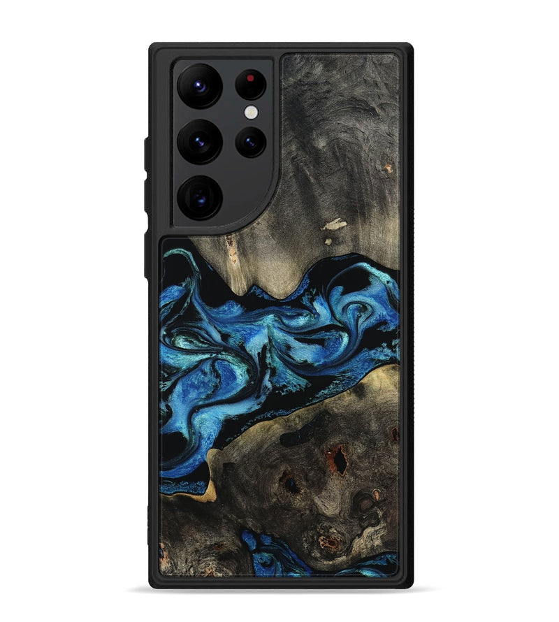 Galaxy S22 Ultra Wood Phone Case - Kittie (Blue, 801079)