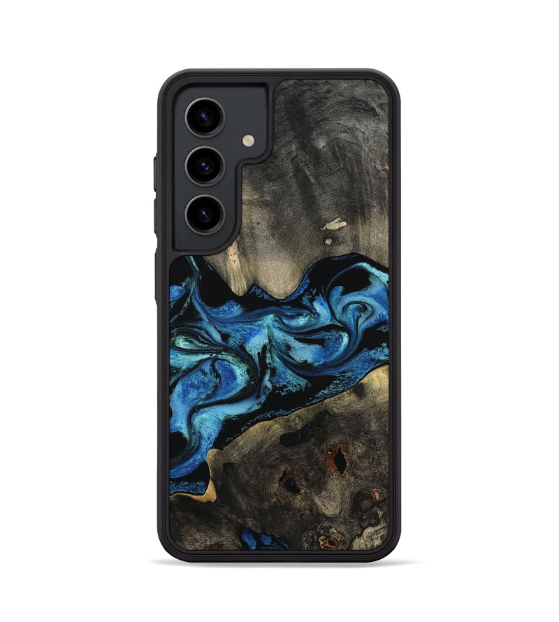 Galaxy S24 Wood Phone Case - Kittie (Blue, 801079)