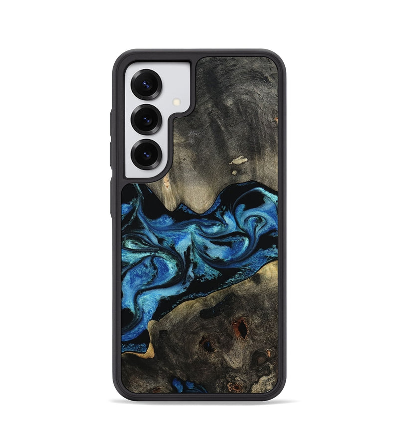 Galaxy S25 Wood Phone Case - Kittie (Blue, 801079)